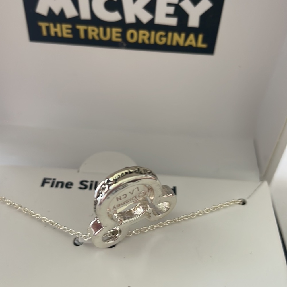 NEW Disney Mickey 90th Collection Crystal Pure Silver Gold Two-Tone 18" Necklace - Picture 7 of 7
